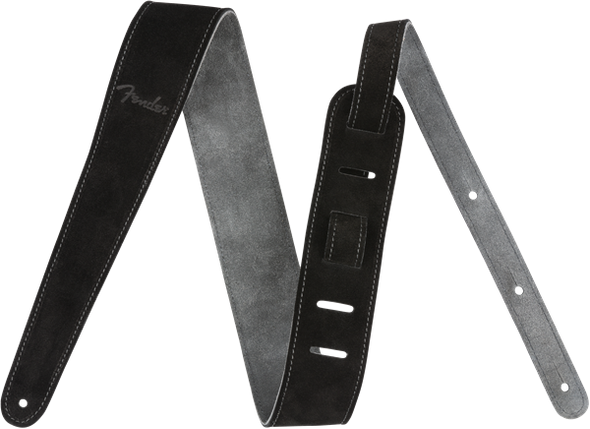 Fender 2 inch Suede Guitar Strap, Black/Gray Reversible 