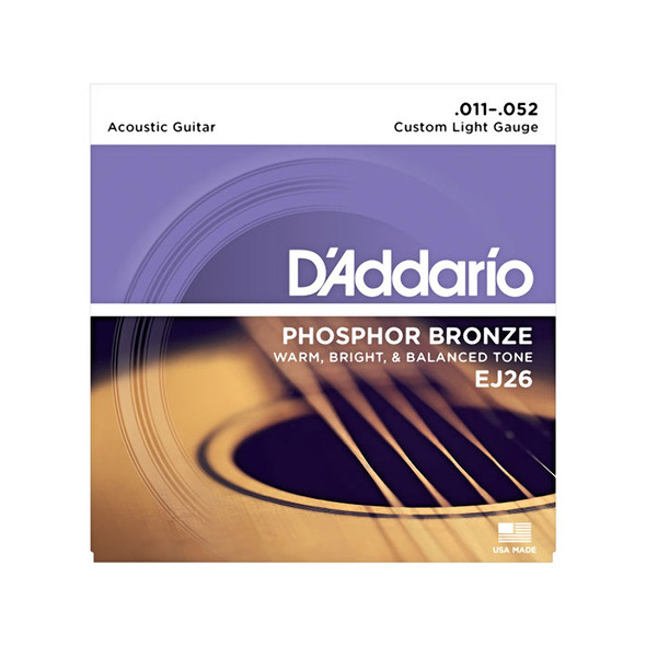 D'Addario EJ26 Custom Light Acoustic Guitar Strings 11-52 Gauge (10 pack) 