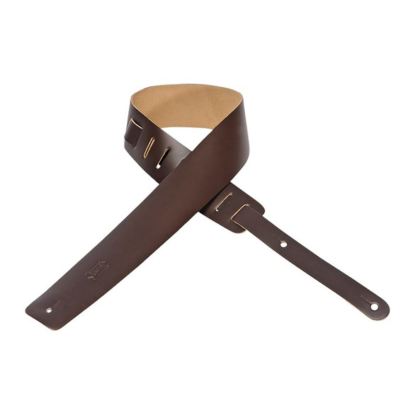 Levys M1-DBR 2.5 inch Leather Guitar Strap, Dark Brown 