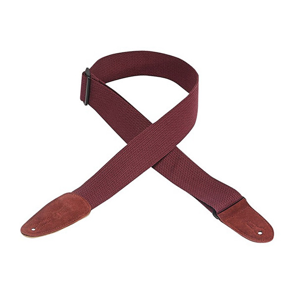 Levys MC8-BRG 2 inch Cotton Guitar Strap with Suede Ends, Burgundy 