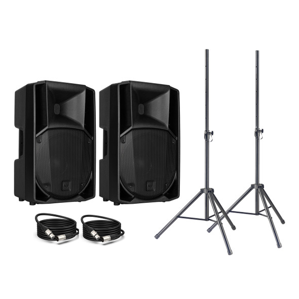 RCF ART 712-A MK5 Active PA Speaker Bundle with Stands & Cables 
