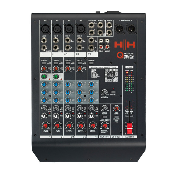 HH Q Series Mixer Q8FX 8 Channel Analogue Mixing Console  (ex-display)