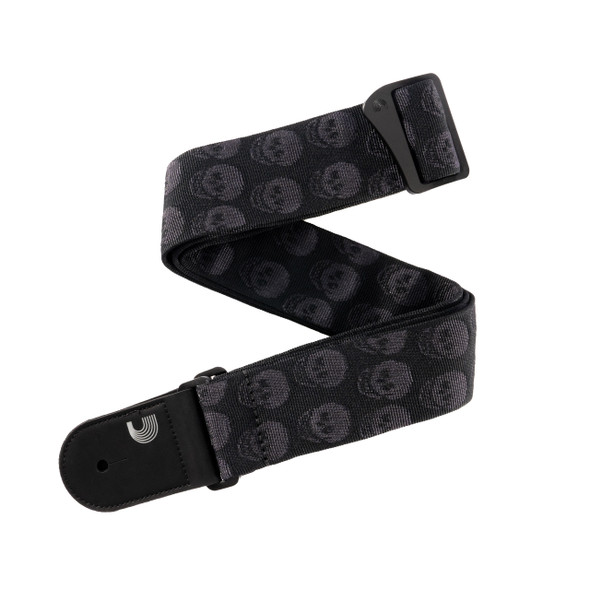 D'Addario Woven Guitar Strap, Skulls Black Tubular 