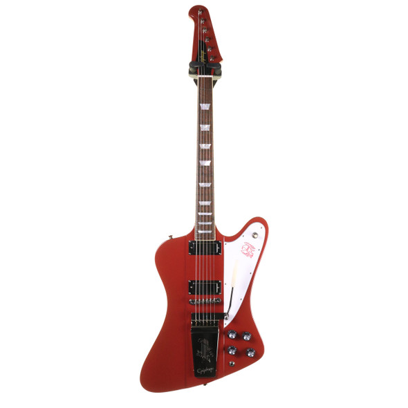 Epiphone Inspired by Gibson Custom 1963 Firebird V Vibrola Electric Guitar, Ember Red with Case (pre-owned)