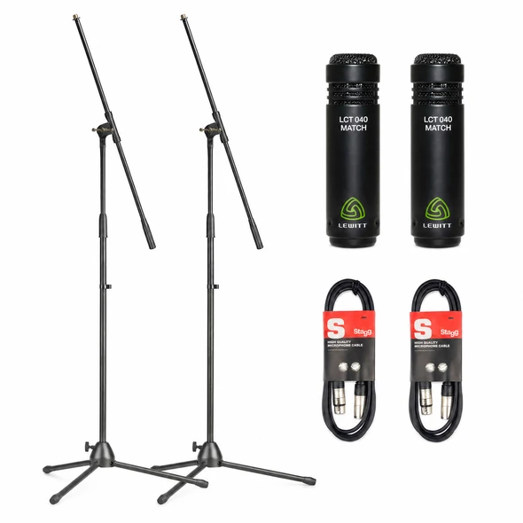 Lewitt LCT040 MATCH Stereo Pair of Condenser Microphones with stands and cables 