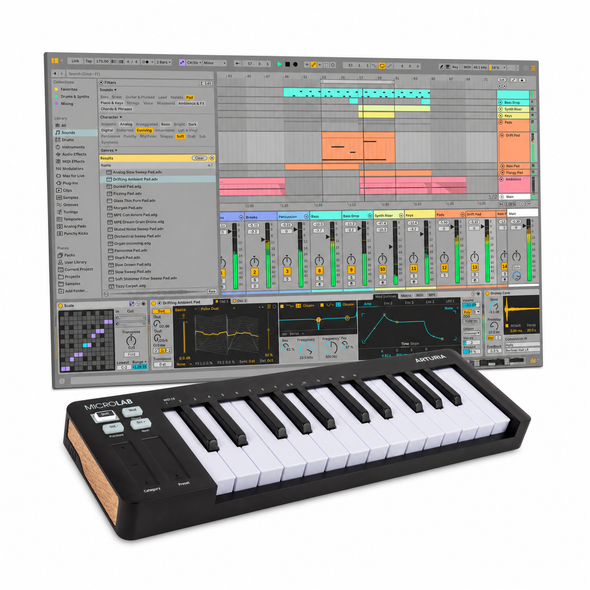Arturia MicroLab mk3 MIDI Controller, Black with Ableton Live 12 Standard 