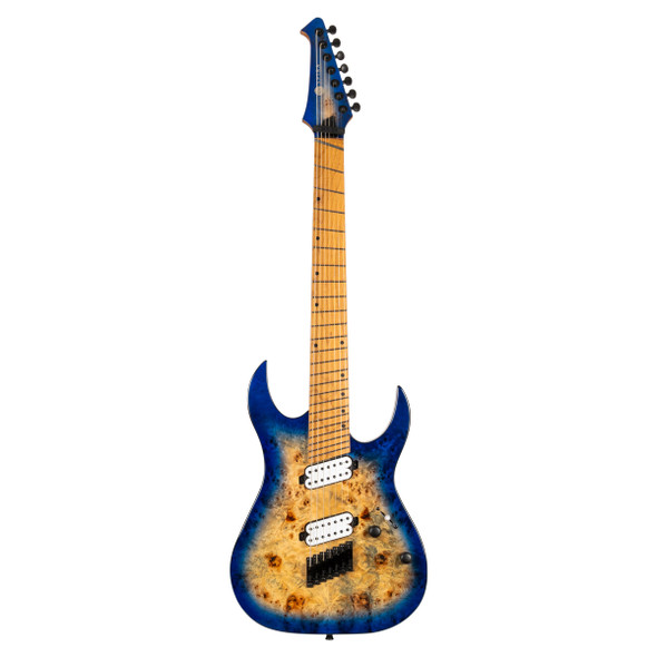 Spira S-457 Multiscale TBL 7-String Electric Guitar, Trans Blue Burst 