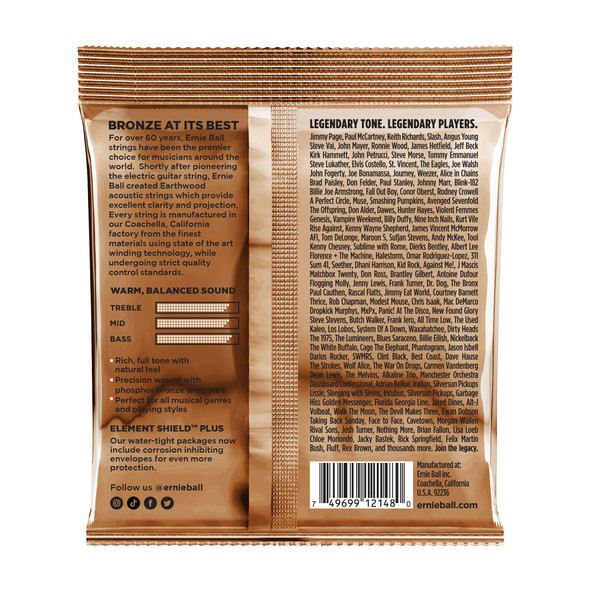 Ernie Ball Earthwood Phosphor Bronze Light Acoustic Guitar Strings, 11-52 