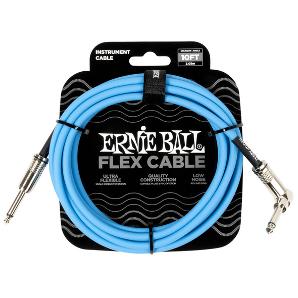Ernie Ball Flex Instrument Cable Straight / Angle 10ft, Blue 