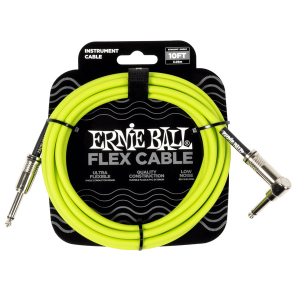 Ernie Ball Flex Instrument Cable Straight / Angle 10ft, Green 