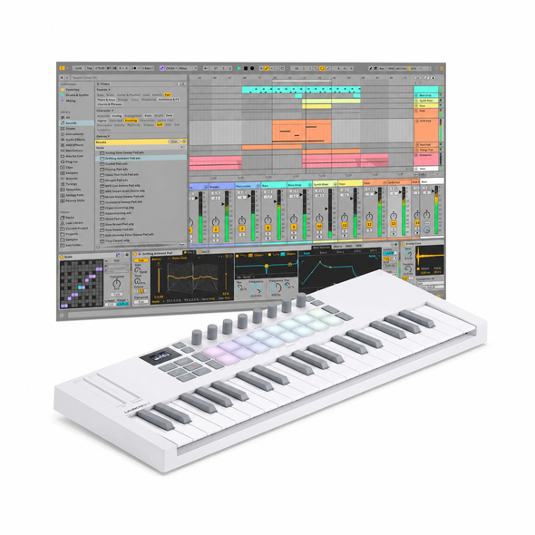 Novation Launchkey Mini 37 MK4, White with Ableton Live 12 Standard 
