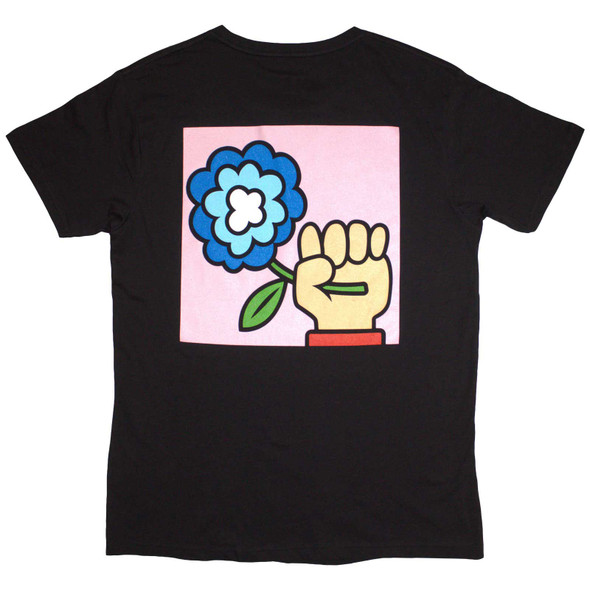 Idles Unisex T-Shirt: Cartoon Flower (Black) (Back Print) (X-Large) 