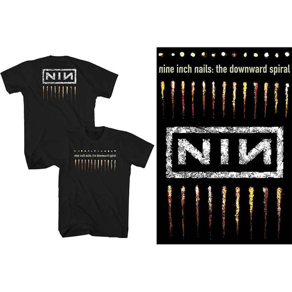 Nine Inch Nails Unisex T-Shirt: Downward Spiral (Black) (Back Print) Large 