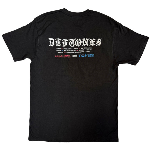 Deftones Unisex T-Shirt Static Skull (Black) (Back Print) Large 