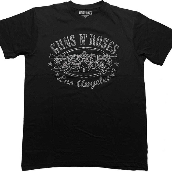 Guns N' Roses Unisex T-Shirt LA Logo (Black) (Embellished) Large 