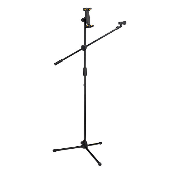 Hercules MS437B Quick Turn Boom Microphone Stand with Integrated Tablet Holder 