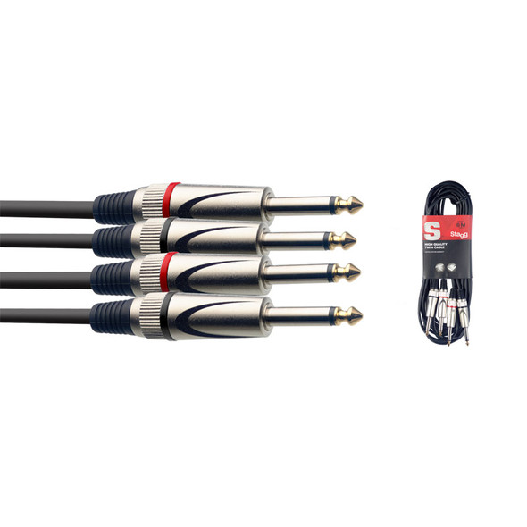 Stagg STC10P 10m/33ft Twin Unbalanced Male Jack to Male Jack Cable 