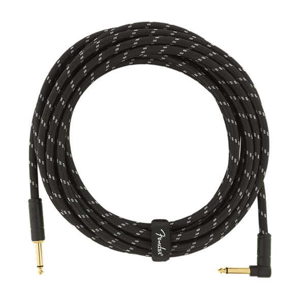 Fender Deluxe Series 18.6 foot Angled Instrument Cable, Black Tweed 