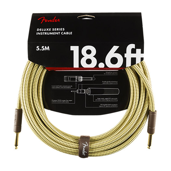 Fender Deluxe Series 18.6 foot Instrument Cable, Tweed 