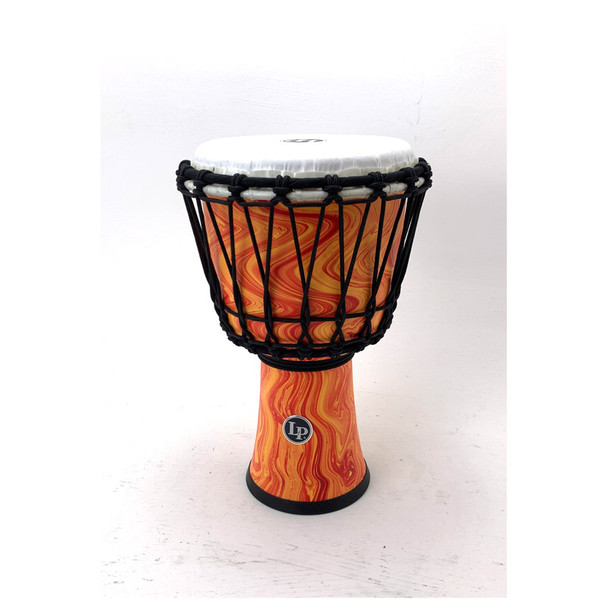 Latin Percussion 7-inch Rope Tuned Circle Djembe w/ Perfect-Pitch Head, Orange Flame 