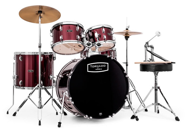 Mapex Tornado 22-Inch LA Fusion Drum Kit, Dark Red 