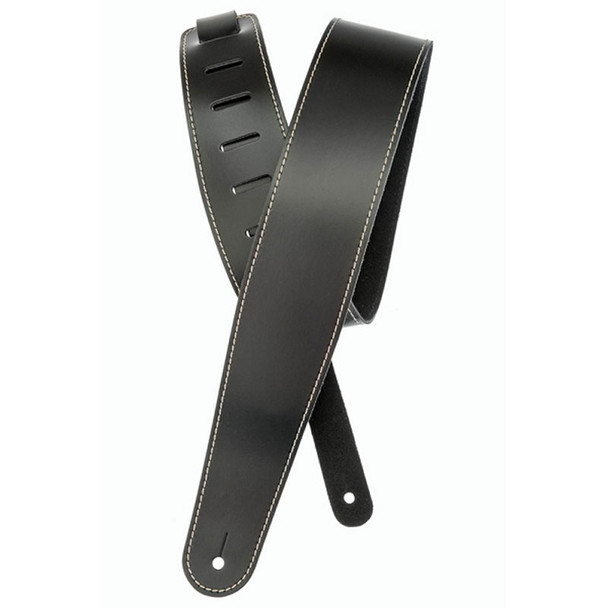 Planet Waves 25LS00-DX Classic Leather Guitar Strap with Contrast Stitch, Black 