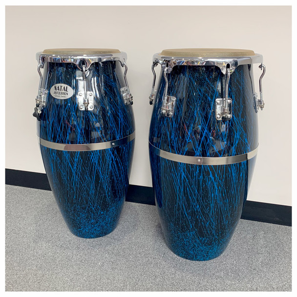 Natal NCSFC-BB Classic Series Splatter Finish 11&12 inch Congas Black with Blue 