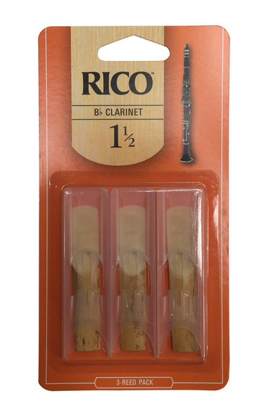Rico Royal Bb Clarinet Reeds, Strength 1.5, 3-pack 