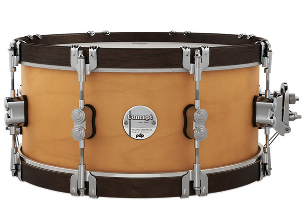 PDP Concept Classic 14 x 6.5 Inch Snare Drum, Natural Finish with Walnut Hoops 
