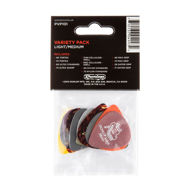 Dunlop Variety Pack 1, 12 Assorted Plectrums 