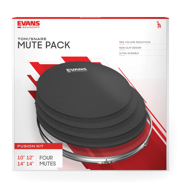 EVANS SoundOff Drum Mute Pack, Fusion (10, 12, 14, 14 inch) 