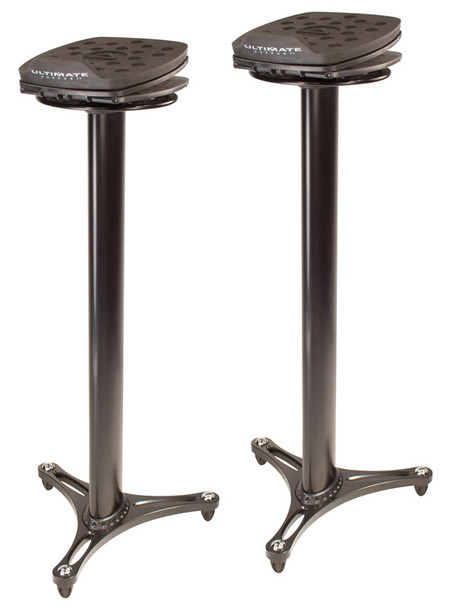 Ultimate Support MS-100B 36 inch Monitor Stands w/ Adjustable Pads (Pair, Black)  