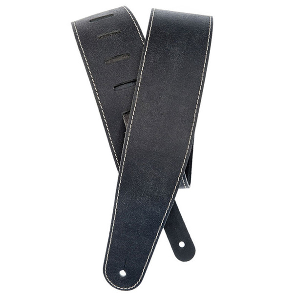 Planet Waves 25VNS00-DX Stonewashed Leather Guitar Strap with Contrast Stitch, Black 