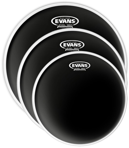 Evans ETP-CHR-F Black Chrome 10, 12, 14 Inch Drum Head Pack 