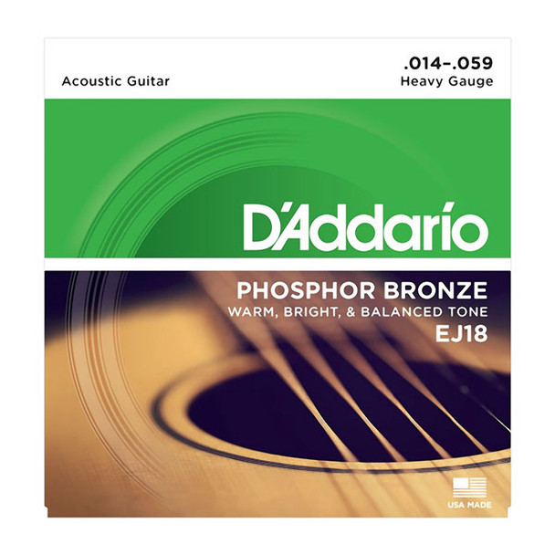 D'Addario EJ18 Phosphor Bronze Acoustic Guitar Strings, Heavy 14-59 