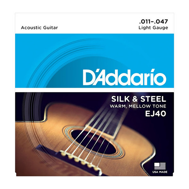 D'Addario EJ40 Silk & Steel Folk Acoustic Guitar Strings, 11-47 