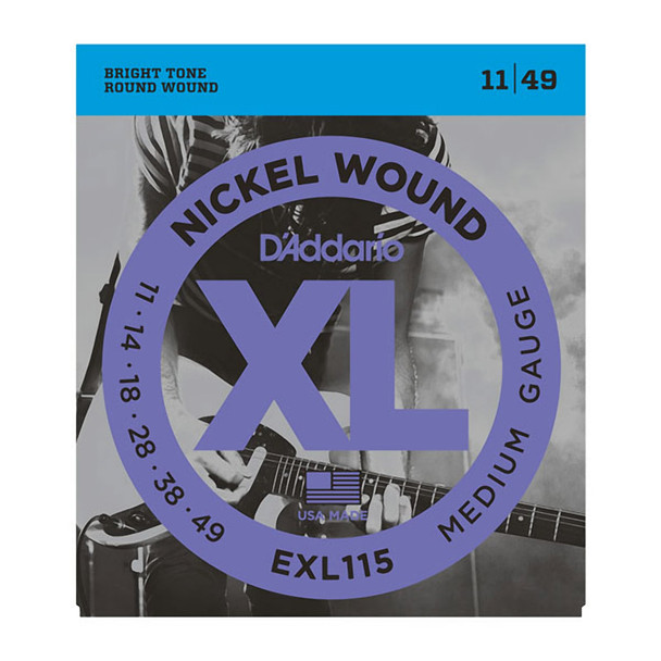 D'Addario EXL115-3D Nickel Wound Electric Guitar Strings, Medium 11-49 (3 Pack) 