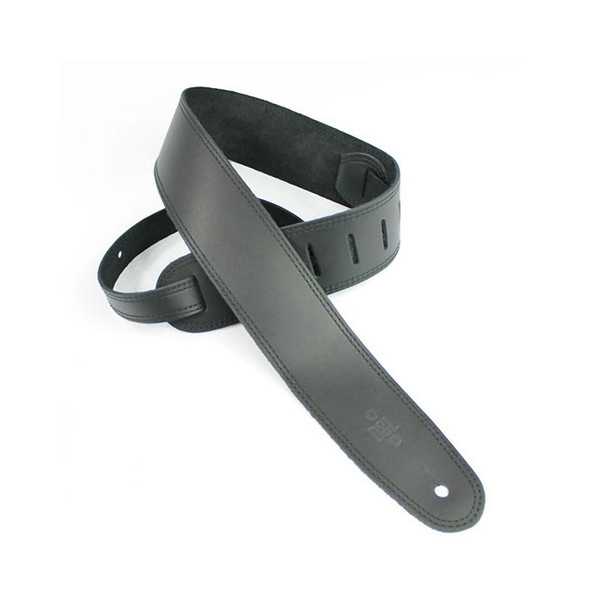 DSL Leather 2.5 Inch Single Ply Leather Guitar Strap, Black/Black Stitching 