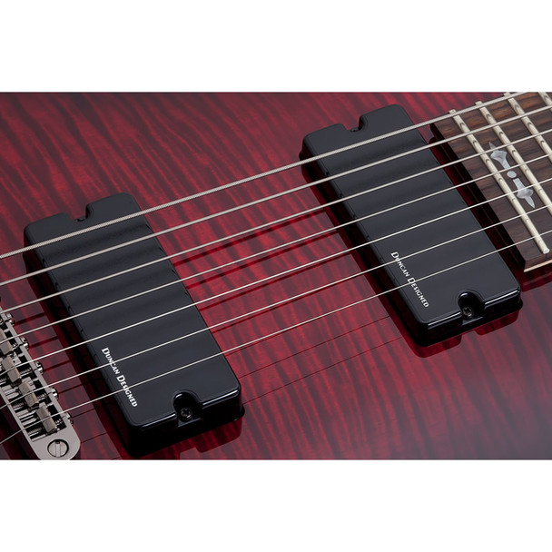 Schecter Demon-7 Electric Guitar, Crimson Red Burst 