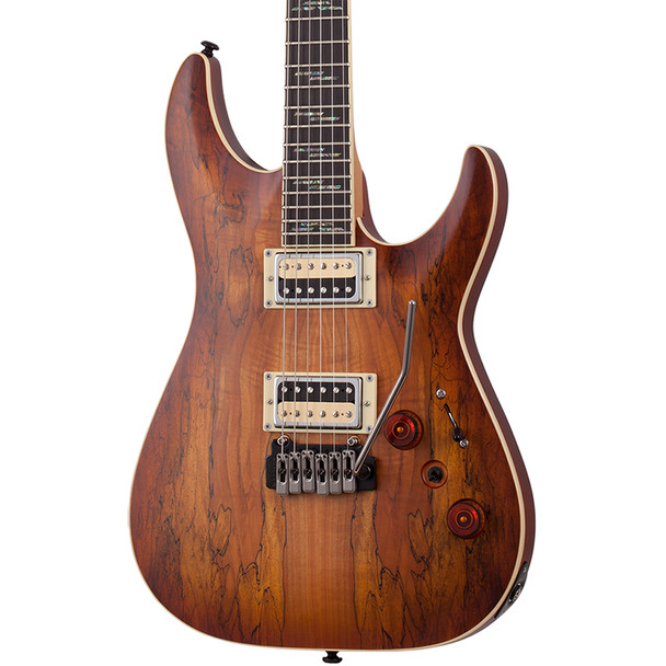 Schecter C-1 Exotic Spalted Maple Electric Guitar, Satin Natural Vintage Burst 