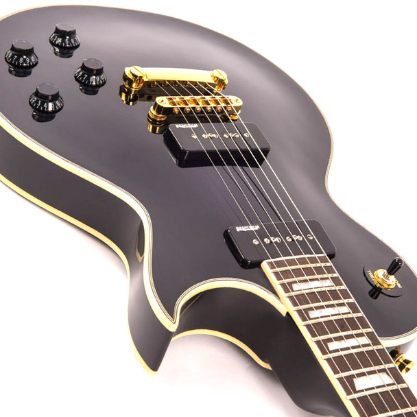 Vintage V100P Reissued Electric Guitar w/W90 Pickups, Gloss Black 
