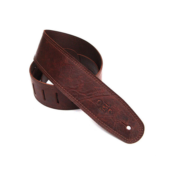 DSL Leather 2.5 Inch Leather Guitar Strap, Distressed Brown 