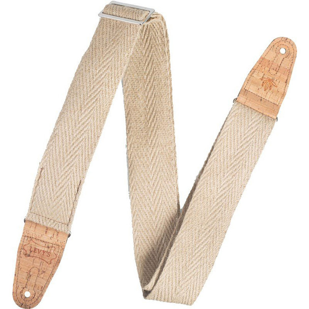 Levy's Natural Hemp Webbing 2 Inch Guitar Strap w/Cork Ends and Pocket 