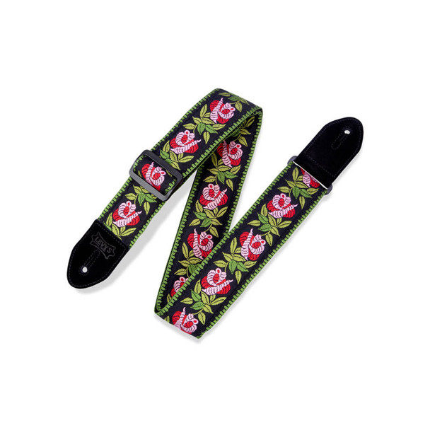 Levy's Jacquard Weave Guitar Strap w/Cotton Backing & Suede Ends, Rosa Pink 