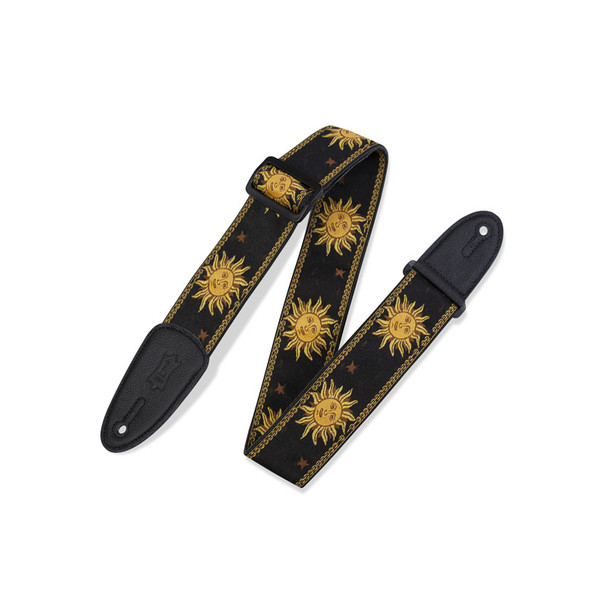 Levys MPJG-SUN-BLK 2 inch Sun Design Jacquard Guitar Strap, Black 