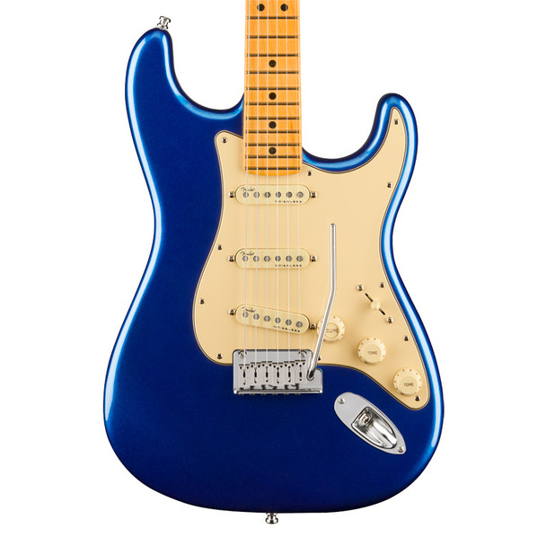 Fender American Ultra Stratocaster Electric Guitar, Cobra Blue, Maple 