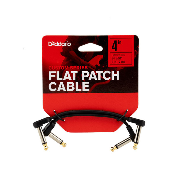 D'Addario Flat Patch Cable, 4 Inch Right Angle, Twin Pack 