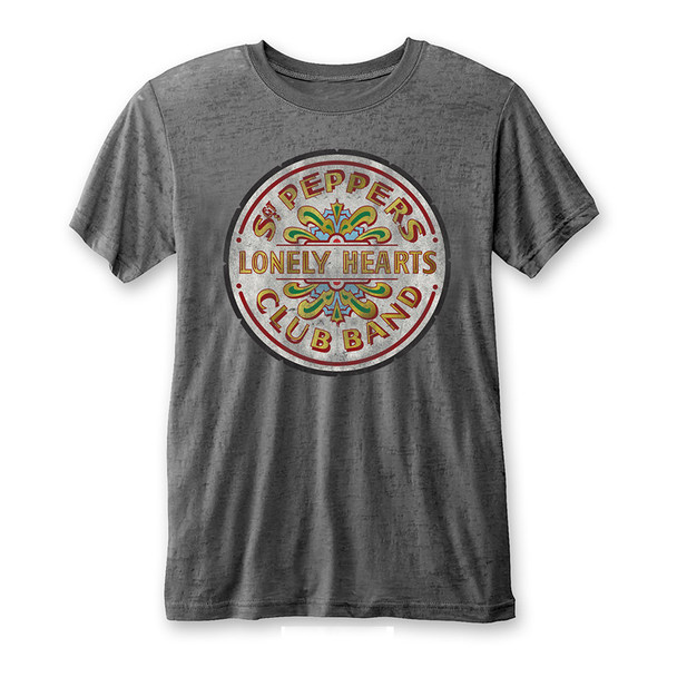 The Beatles Unisex Burn Out T-Shirt: Sgt Pepper Drum (Large) 
