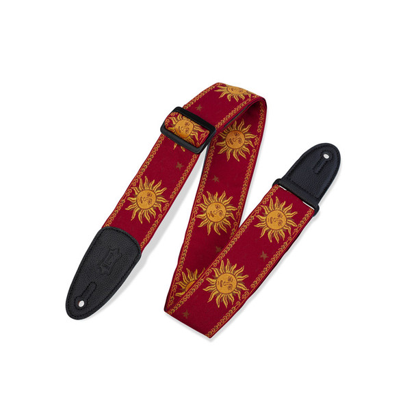 Levys MPJG-SUN-RED 2 inch Sun Design Jacquard Weave Guitar Strap, Red 