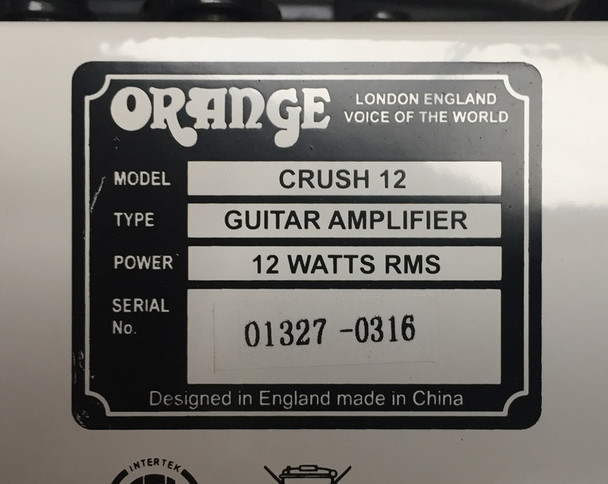 Orange Crush 12 Guitar Amp Combo, Black 